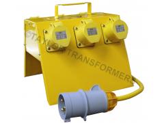 110V 32A TO 6X16A MCB PROTECTED METAL IP44 SPLITTER AND DISTRIBUTION BOX WITH 32A 110V INPUT PLUG